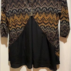 TOP UNIQUE STYLING BACK ZIPPER KNIT+SHEER SZ 2X